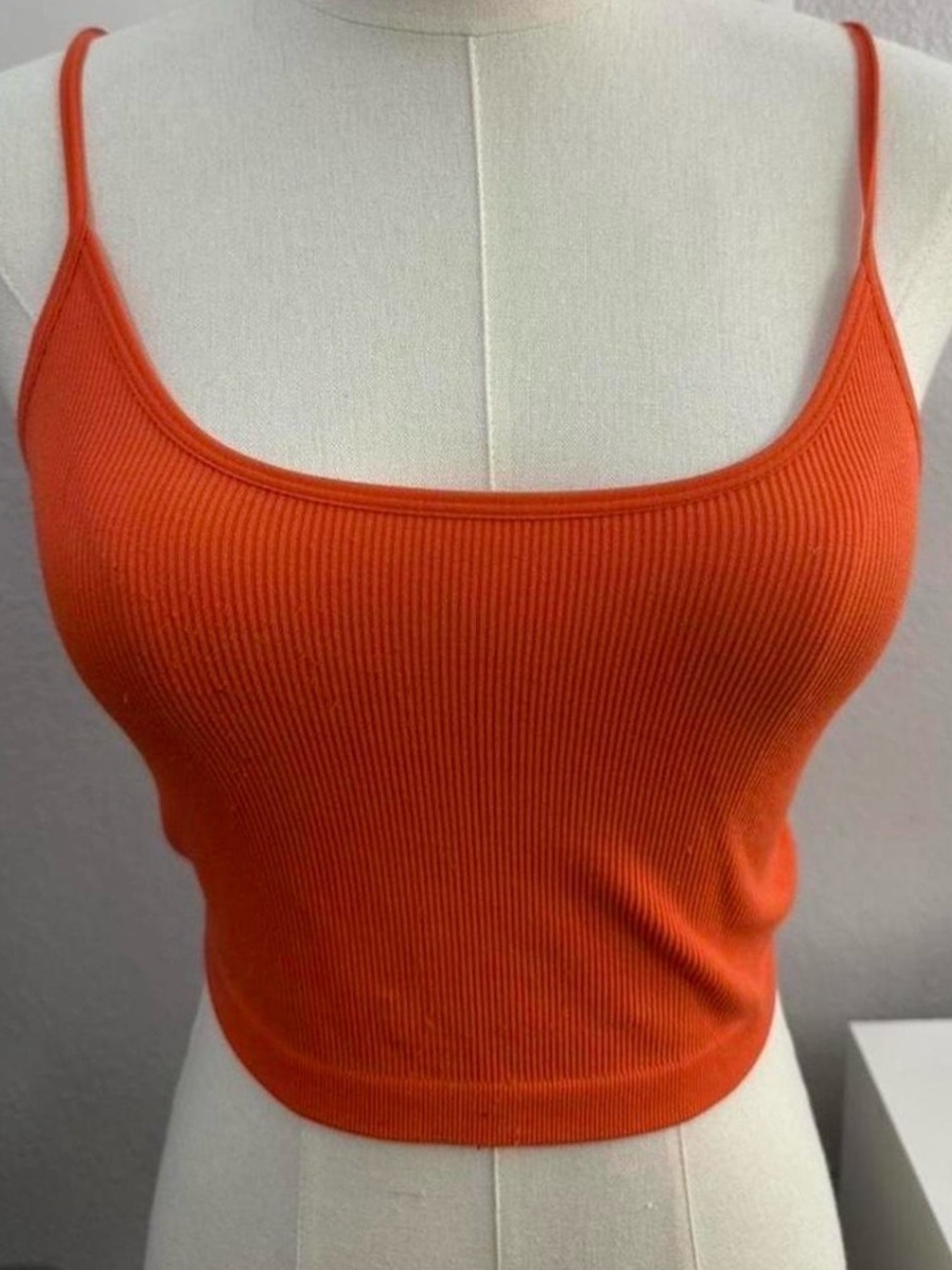 Bozzolo Orange Ribbed Spaghetti Strap Camisole